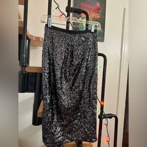 NWT Express Black and Silver Sequin Pencil Skirt